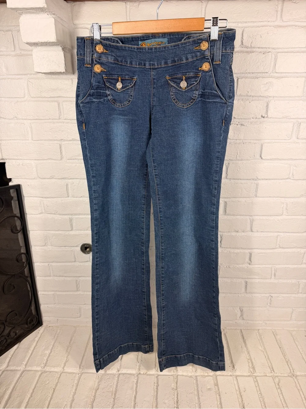 Bricos Jeans Women’s Size 9 Sailor Button‎ Pocket Bootcut Stretch Denim Jeans